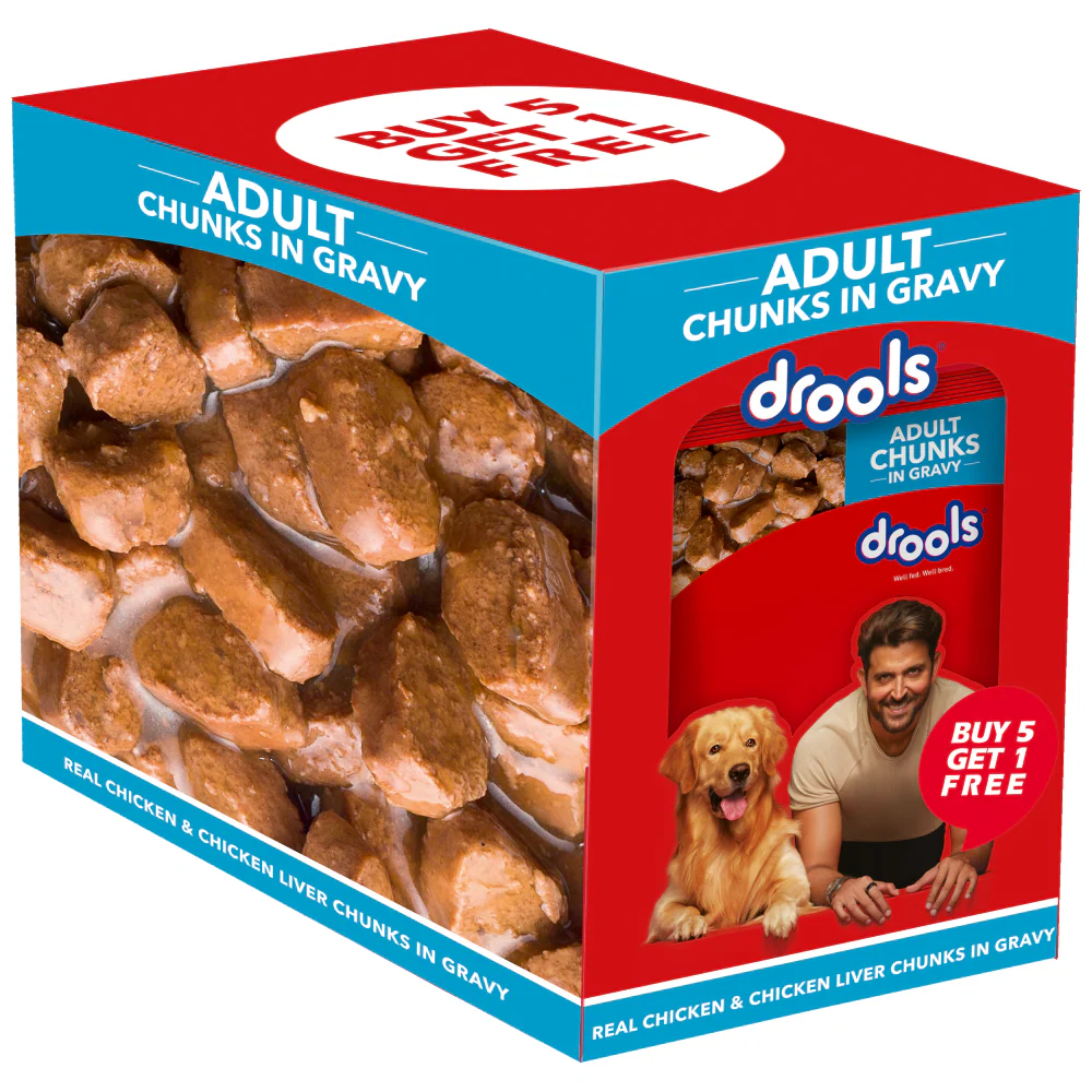 Drools Real Chicken & Chicken Liver Chunks in Gravy Adult Dog Wet Food - Runbopad