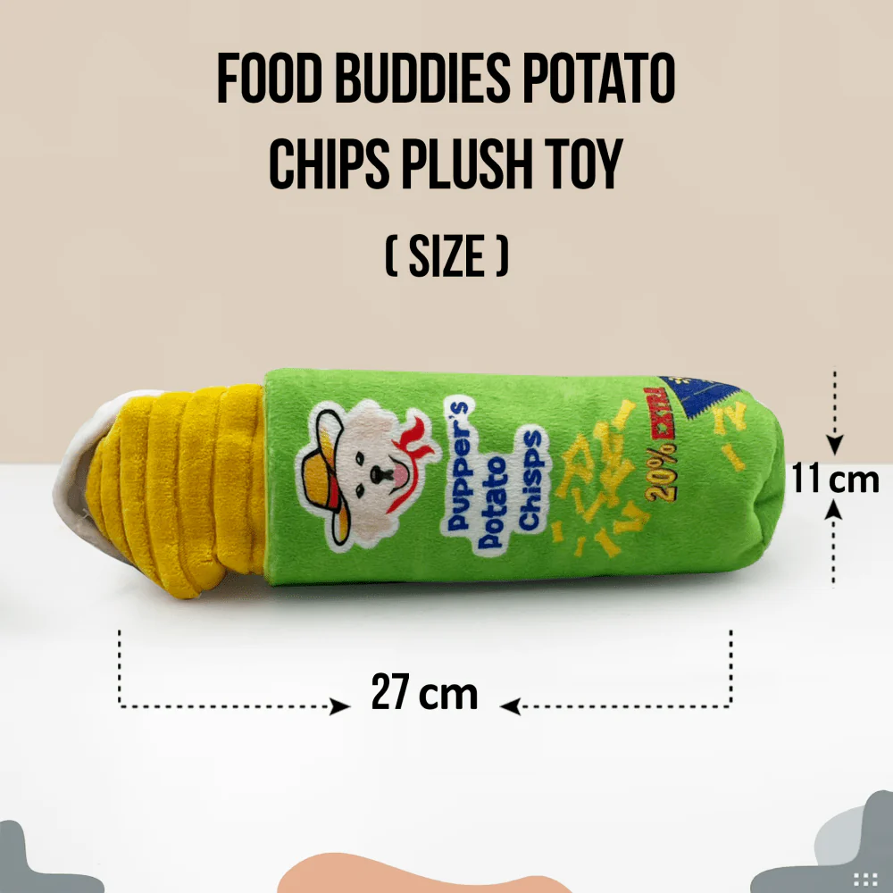 Goofy Tails Food Buddies Pupper Potato Chip Plush Toy for Dogs - Runbopad