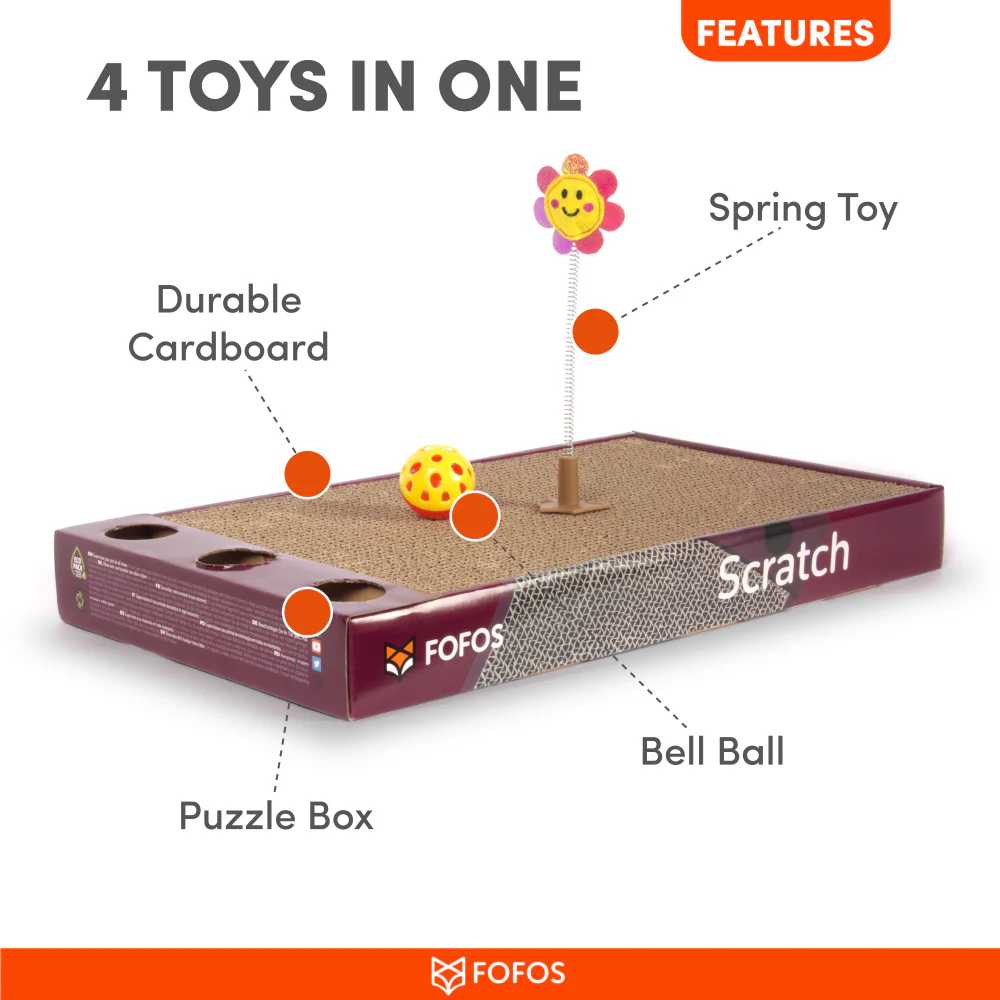 Barkbutler x Fofos Rock & Roll Play Box Scratcher Toys for Cats - Runbopad