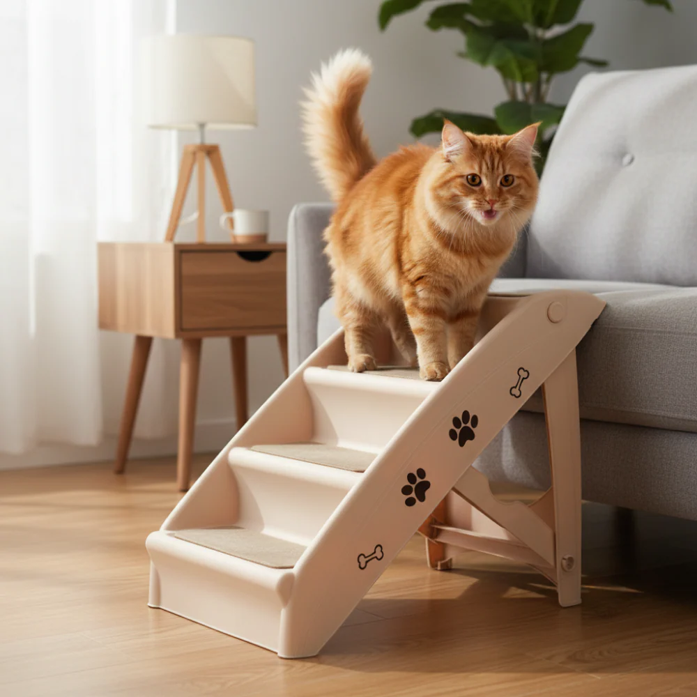 Skatrs 4 Step Easy Access Pet Stairs for Dogs & Cats - Runbopad