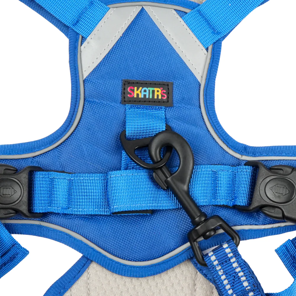 Skatrs Fully Padded Comfort Electric Reflective Harness for Dogs & Cats (Blue) - Runbopad