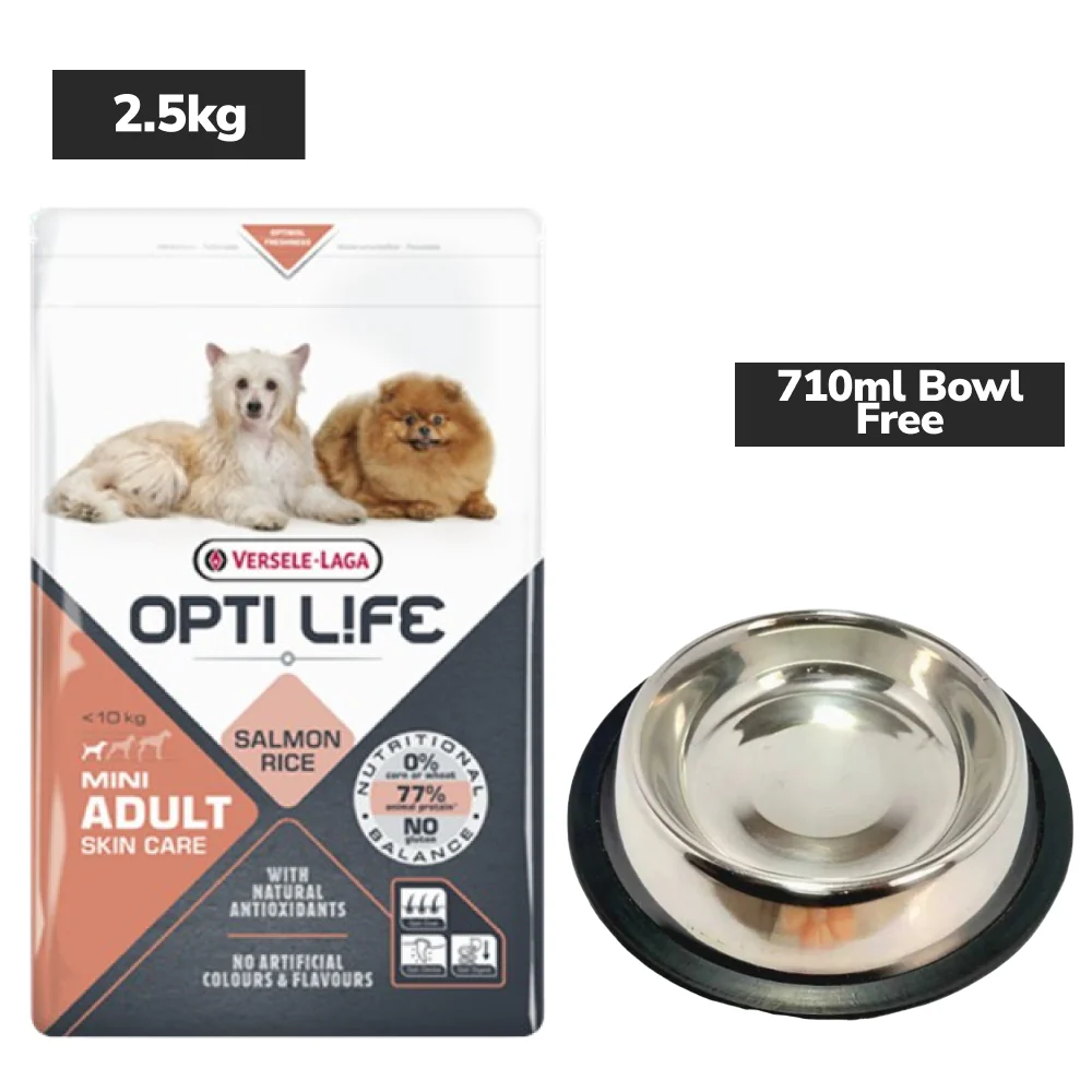 Versele Laga Opti Life Salmon & Rice Mini Skin Care Adult Dog Dry Food - Runbopad