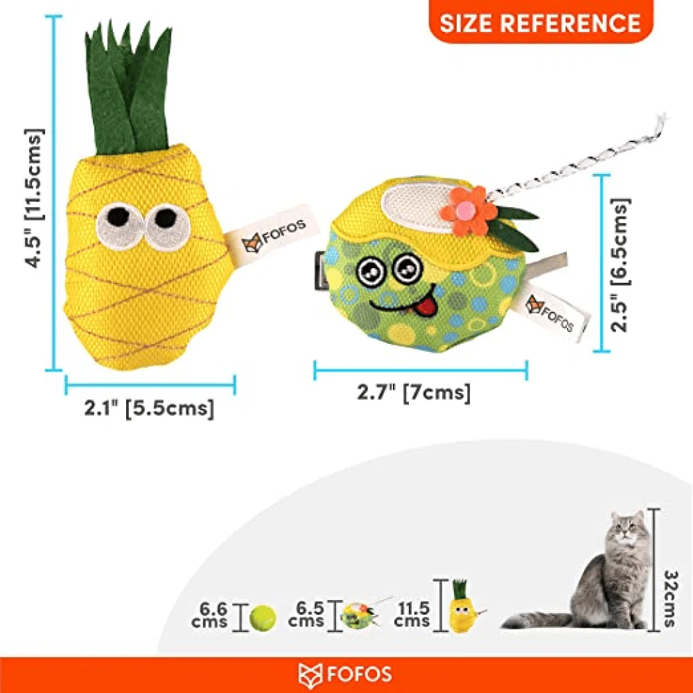 Barkbutler x Fofos Summer Juice with Pineapple Interactive Toy for Cats (Yellow) - Runbopad