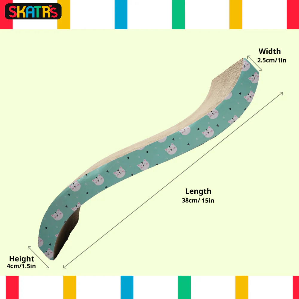 Skatrs Satisfying Wave Cat Scratcher with 2g Premium Catnip Free (Length 51cm) - Runbopad