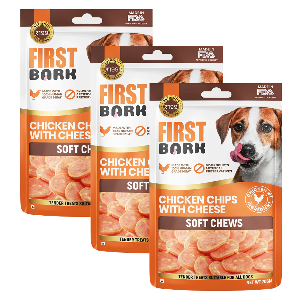 First Bark Chicken Chips with Cheese Jerky Dog Treat - Runbopad