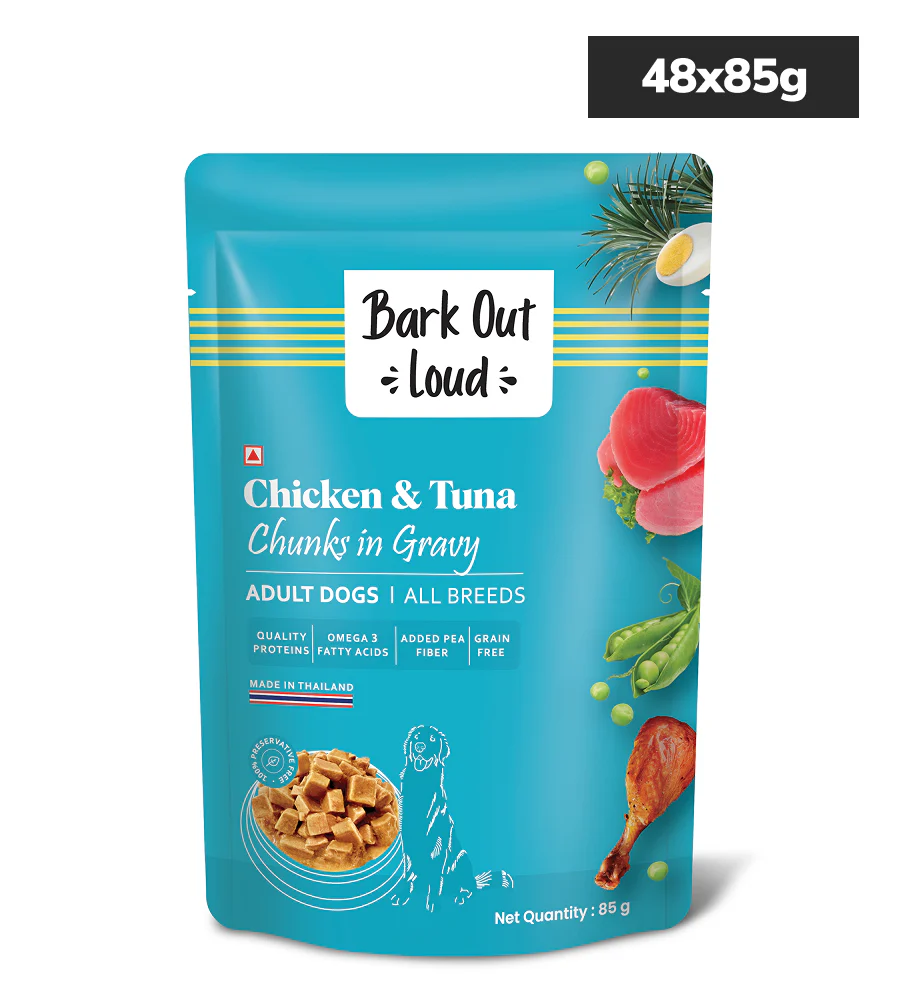 Bark Out Loud Chicken & Tuna Chunks Gravy Adult Dog Wet Food - Runbopad