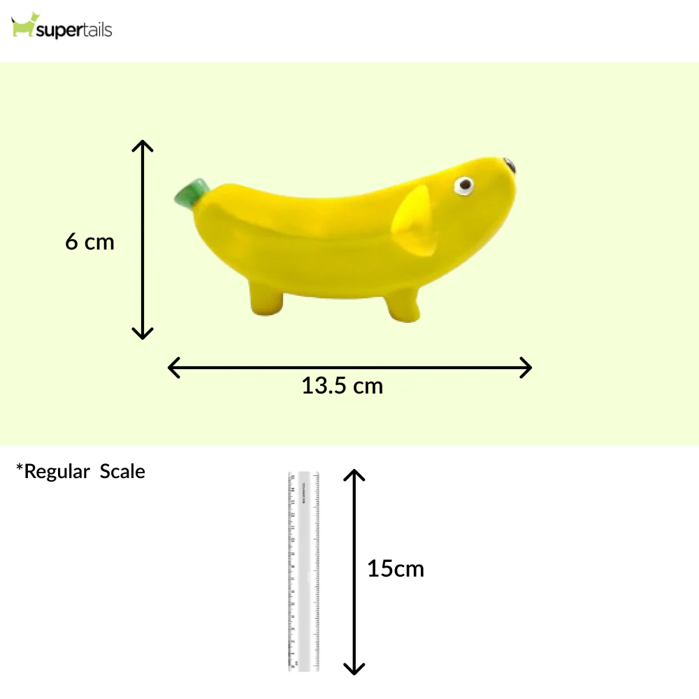 Squeeezys Latex banana Squeaky Chew Toy for Dogs (Yellow) - Runbopad