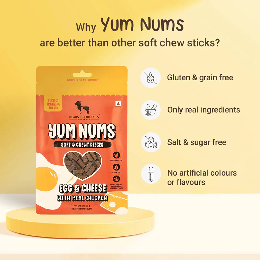 HUFT Yum Nums Egg and Cheese Soft Grain Free Sticks Treat for Dogs - Runbopad
