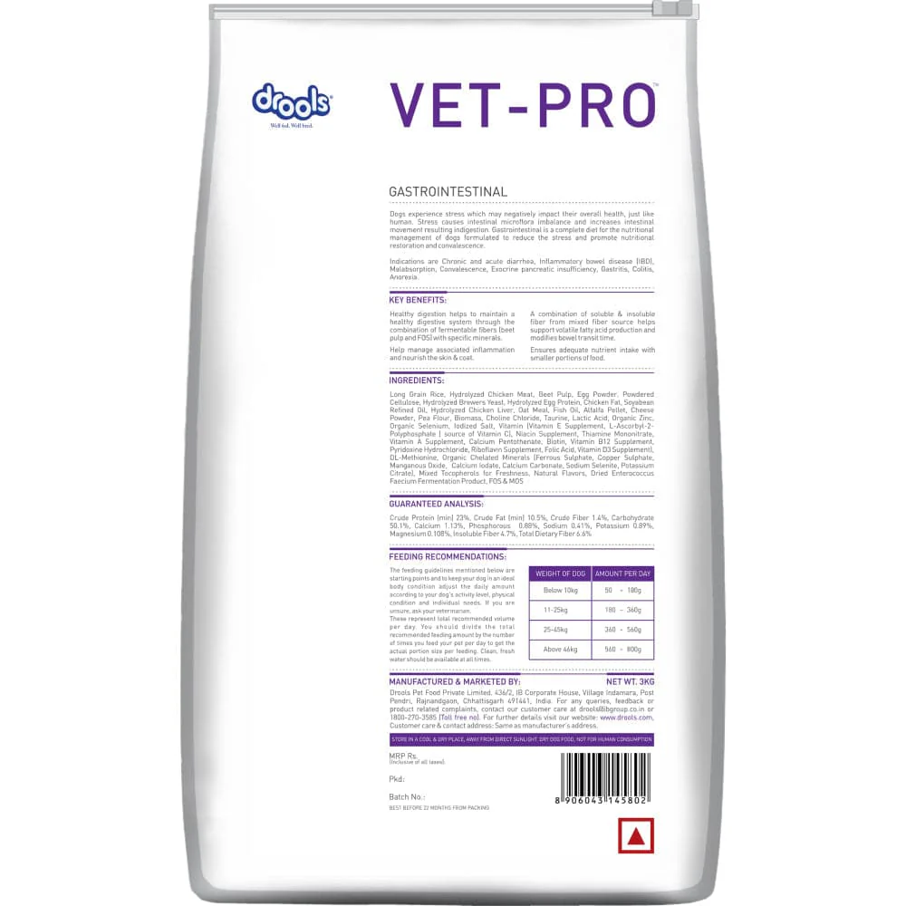 Drools VET PRO Gastrointestinal Adult Dog Dry Food - Runbopad