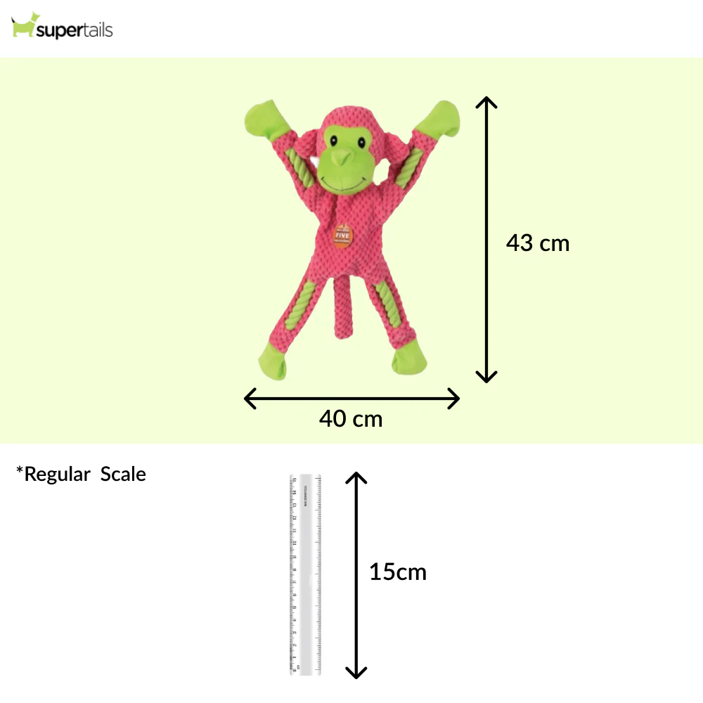 Talking Dog Club Monkey on Ropes with Multiple Squeaker Toy for Dogs (Pink) - Runbopad