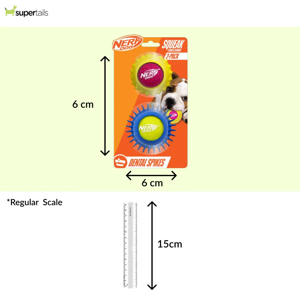 Nerf Dog Set of 2 Durable Squeaky Tennis Balls for Dogs - Runbopad