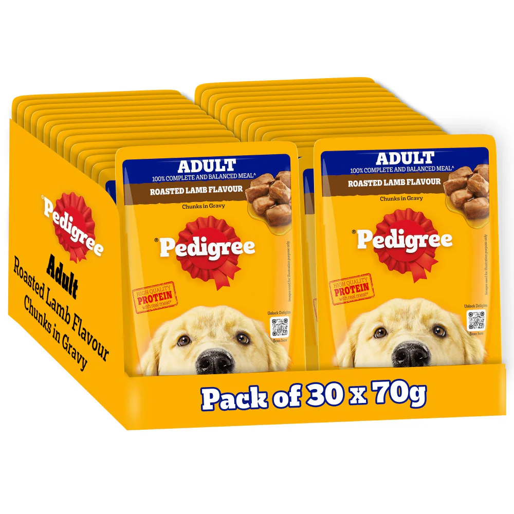 Pedigree Roasted Lamb Flavour Chunks in Gravy Adult Dog Wet Food - Runbopad