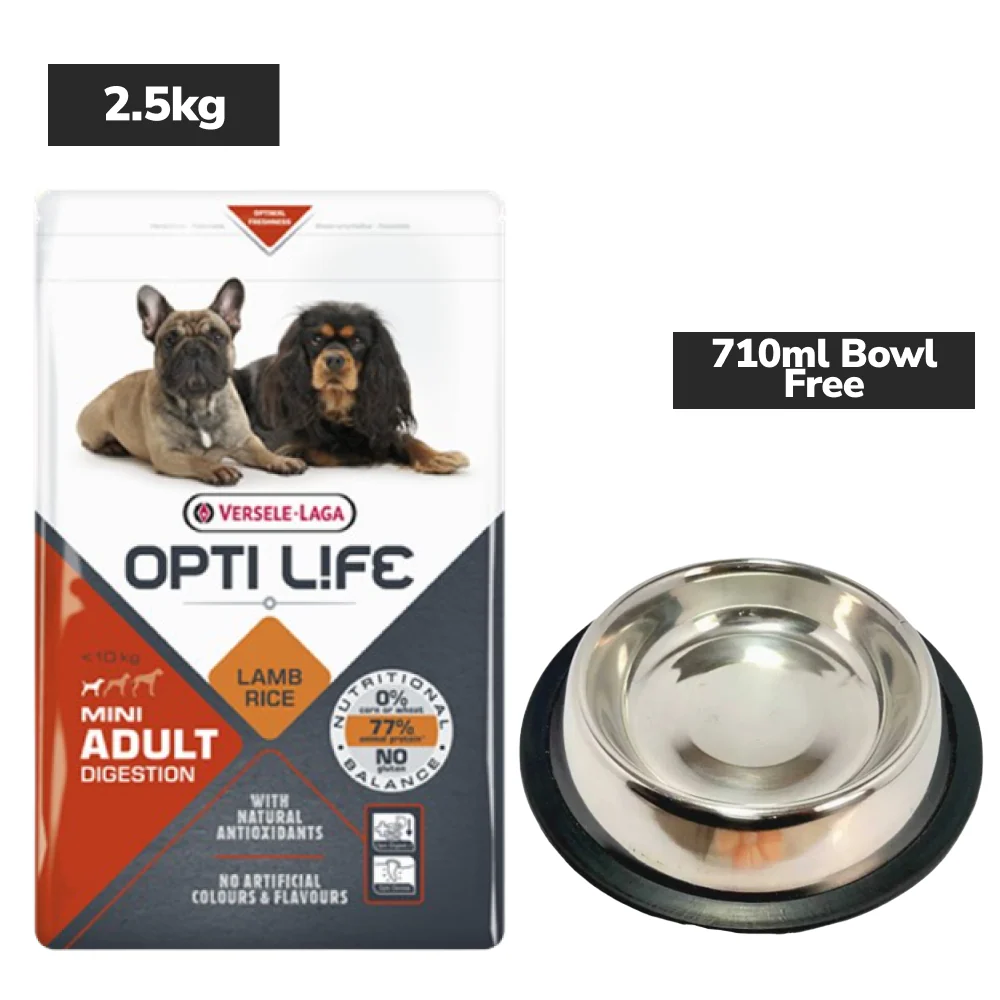 Versele Laga Opti Life Lamb & Rice Mini Digestion Adult Dog Dry Food - Runbopad