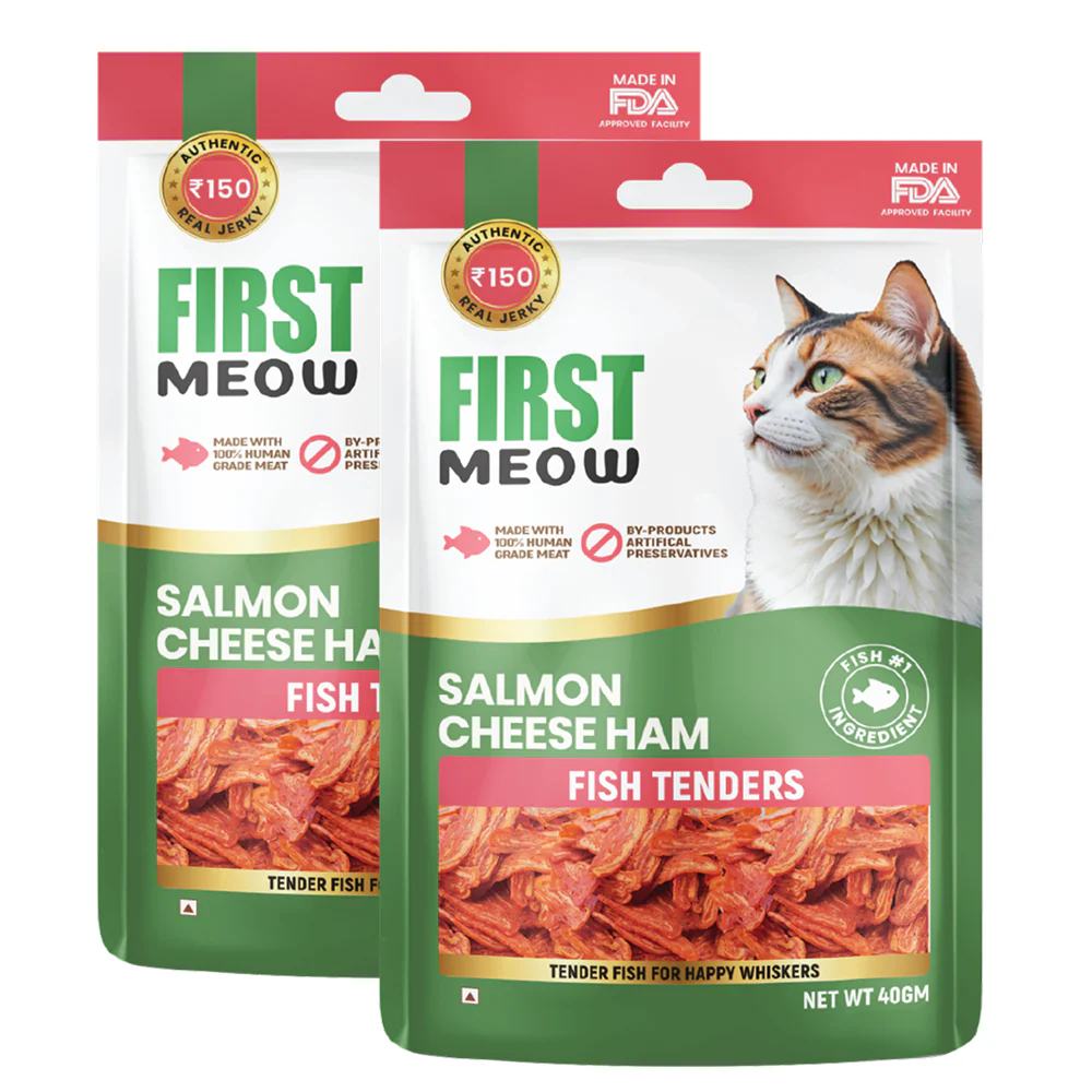 First Meow Salmon Cheese Ham Jerky Cat Treat - Runbopad
