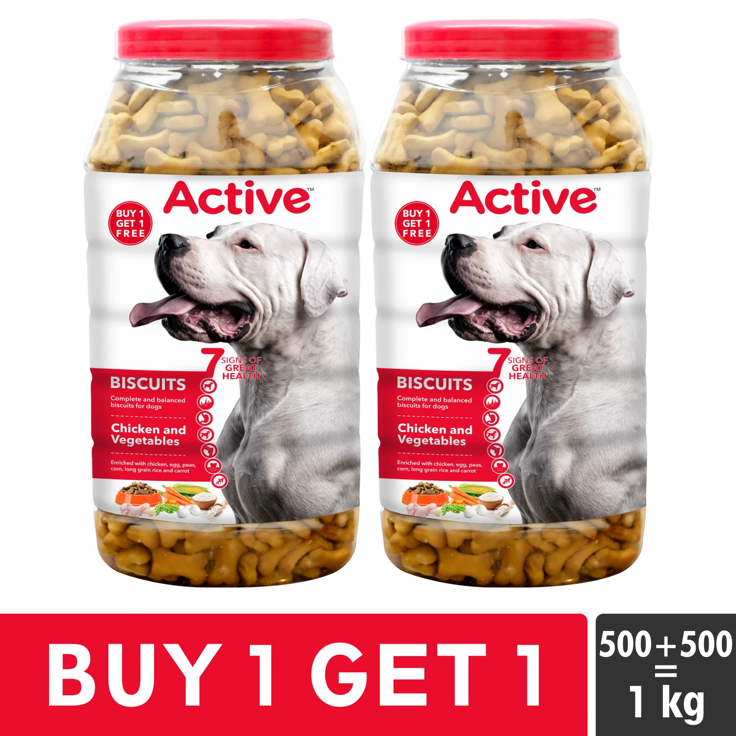 Active Chicken Flavour Biscuit Dog Treats (Buy 1 Get 1) - Runbopad