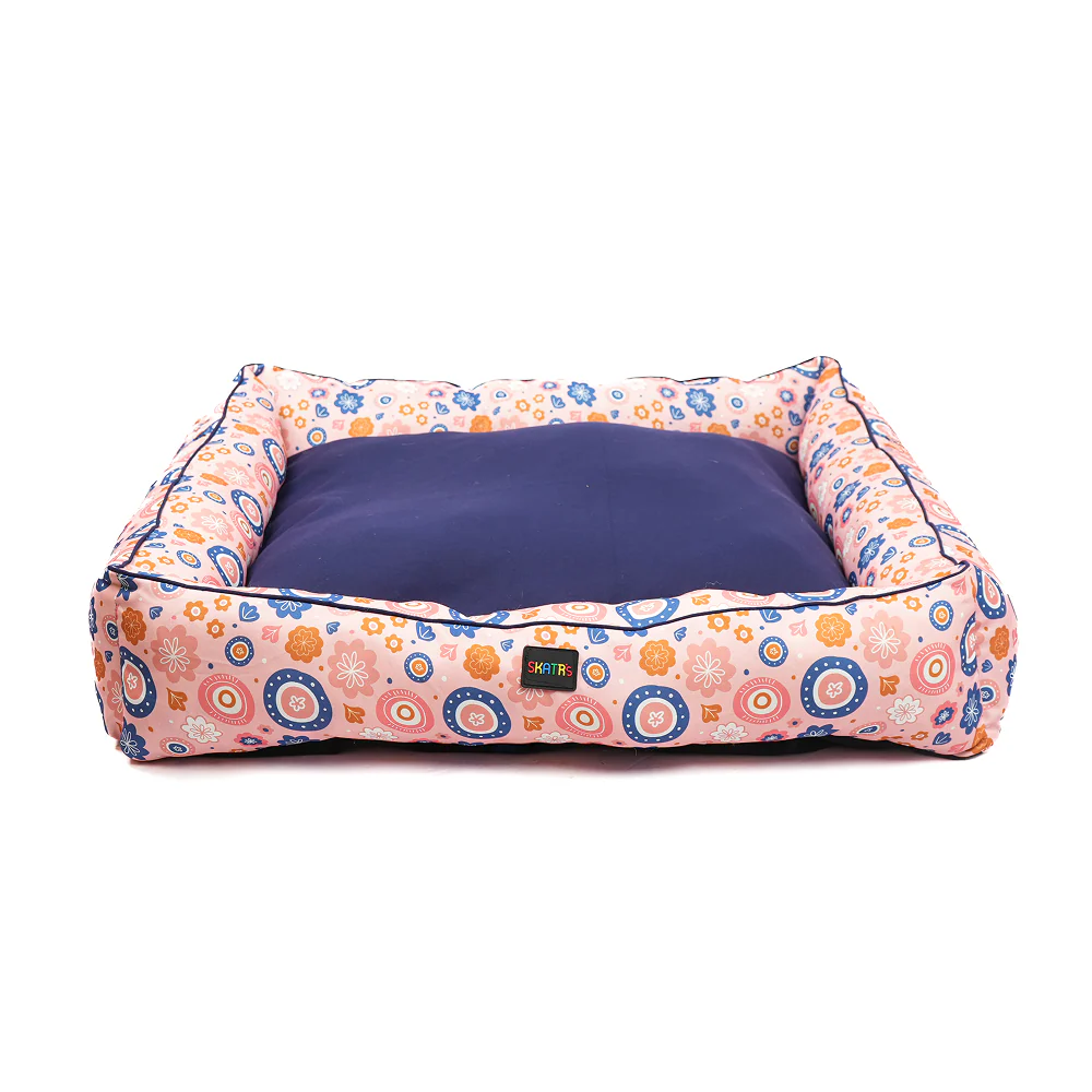 Skatrs Floral Bed for Dogs & Cats (Pink/Blue) - Runbopad