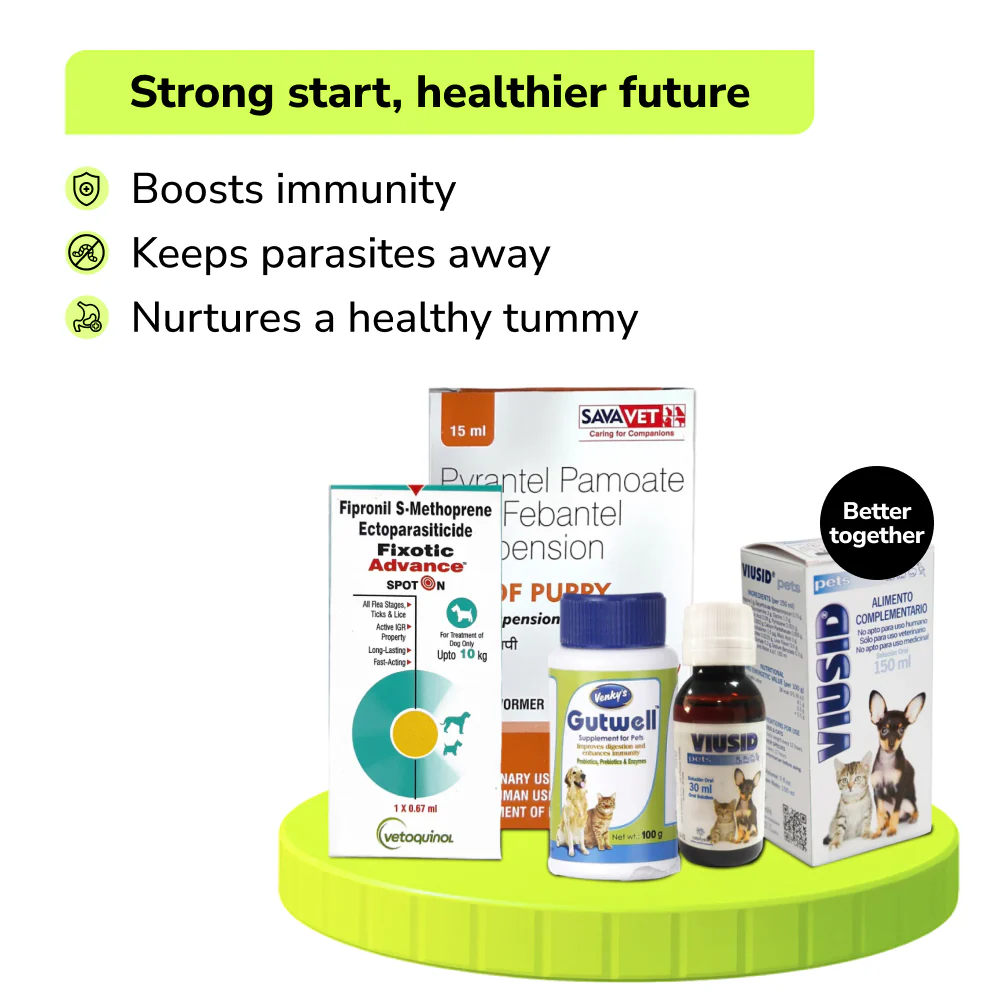 Preventive Care Kit Combo for Puppy (Dewormer + Spoton + Supplement + Probiotic) - Runbopad