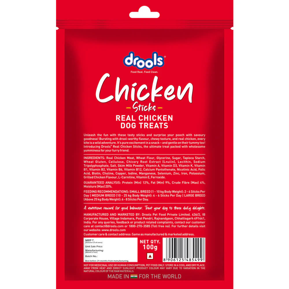Drools Real Chicken Flavour Sticks Treat for Dogs - Runbopad