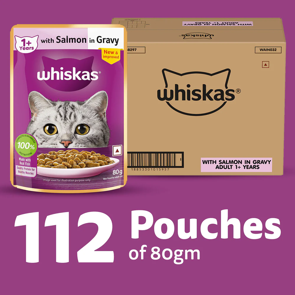 Whiskas Salmon in Gravy Meal Adult Cat Wet Food - Runbopad
