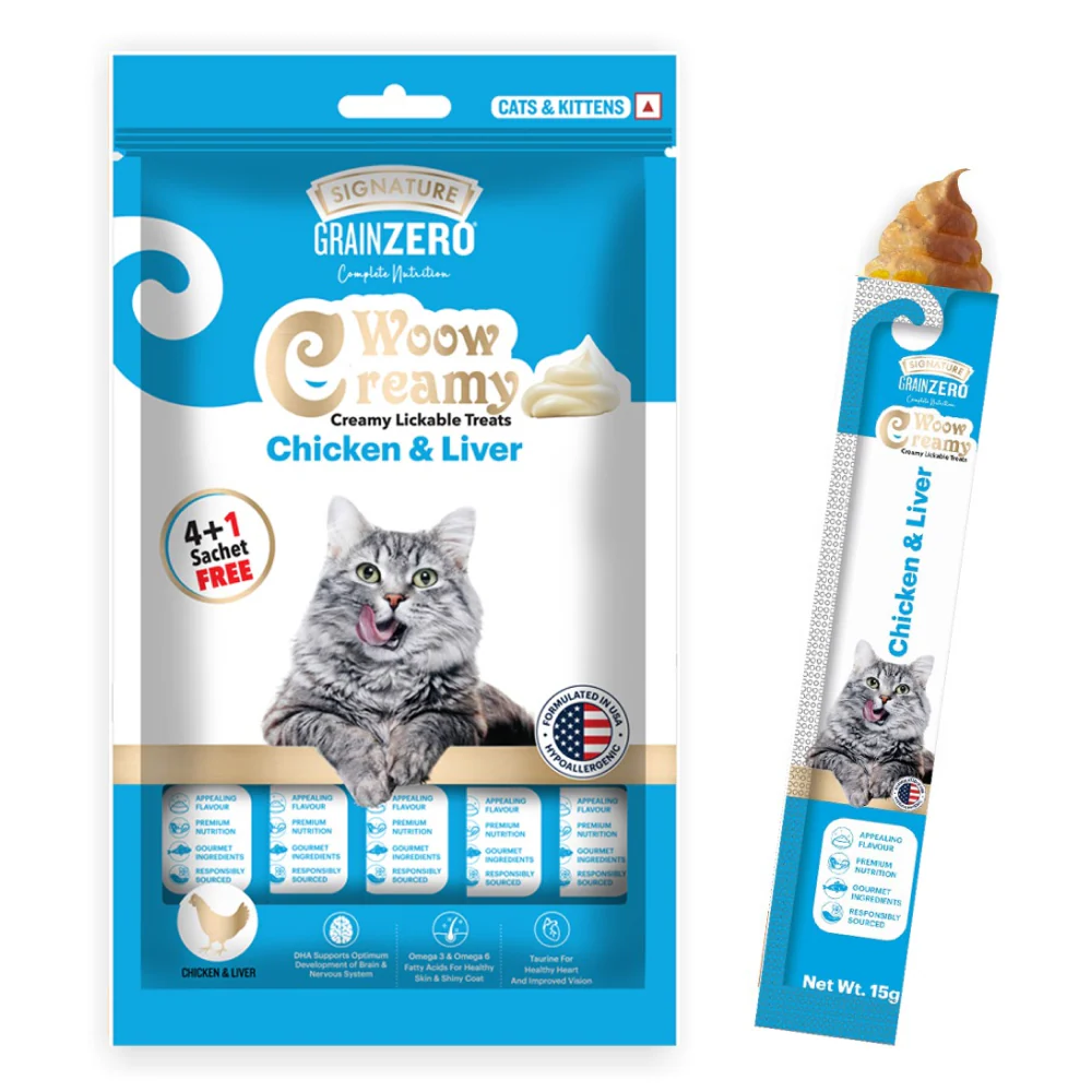 Signature Grain Zero Chicken and Liver Lickable Creamy Cat Treats - Runbopad