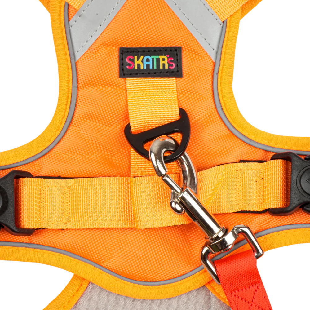 Skatrs Fully Padded Comfort Fiery Reflective Harness for Dogs & Cats (Orange) - Runbopad