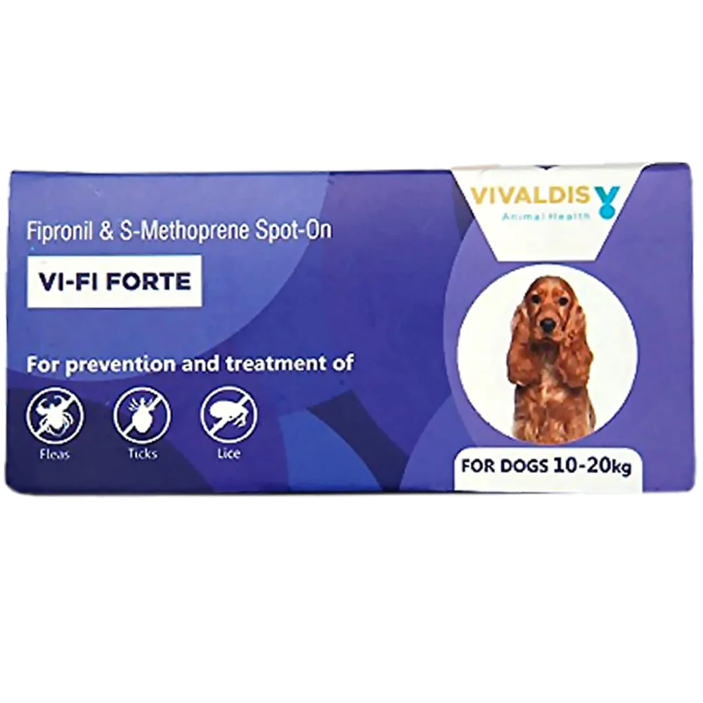 Vivaldis Vi-Fi Forte Tick & Flea Control Spot On for Dogs 10 to 20 kg and 20 to 40 kg Combo - Runbopad