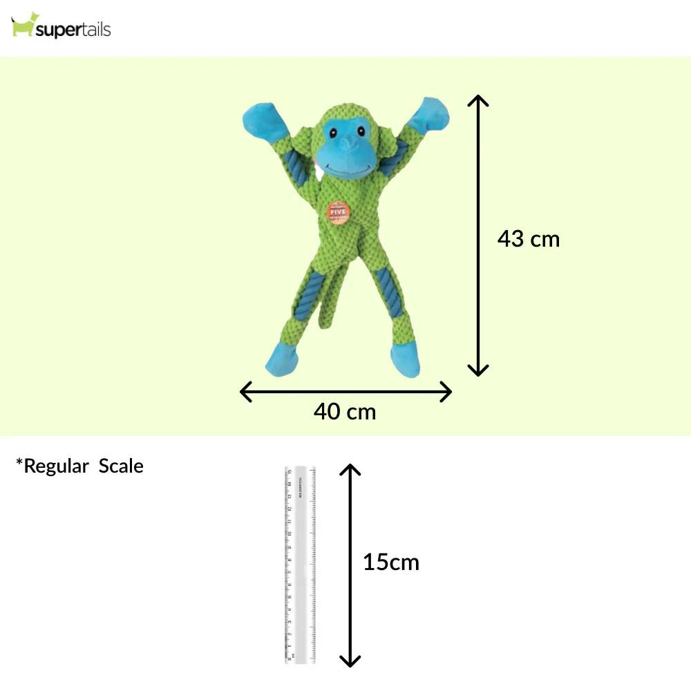 Talking Dog Club Monkey on Ropes with Multiple Squeaker Toy for Dogs (Green) - Runbopad