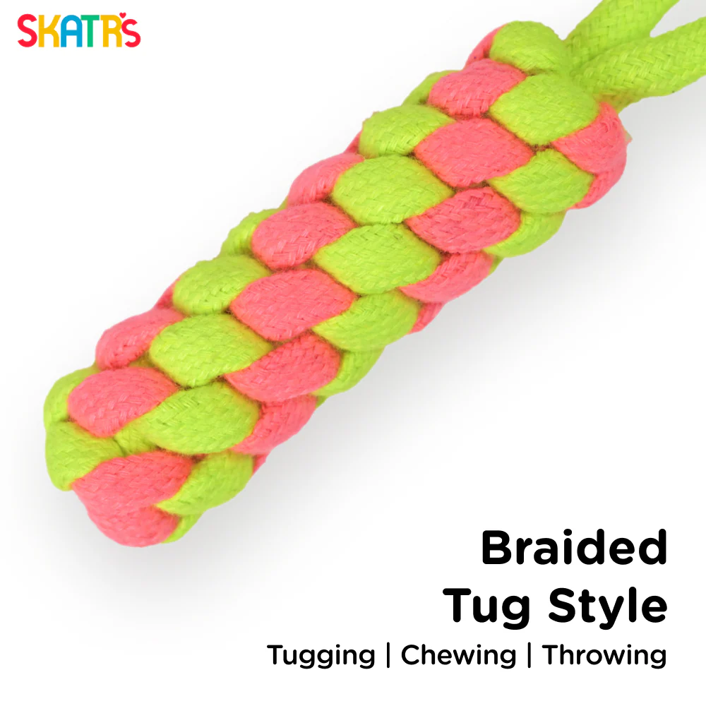Skatrs Dummy Knotted Rope Chew Toy for Dogs and Cats (Pink/Green) - Runbopad