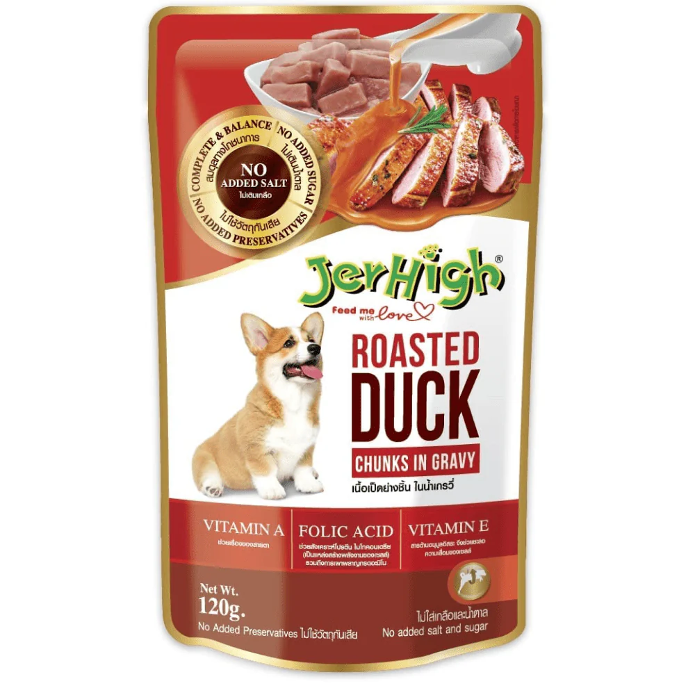 JerHigh Roasted Duck in Gravy Wet Food, SmartHeart Roasted Duck in Gravy Adult Dogs Wet Food Combo - Runbopad