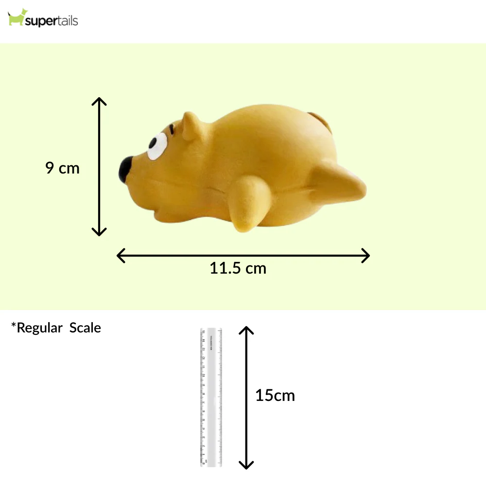 Squeeezys Latex Little Bear Squeaky Chew Toy for Dogs (Brown) - Runbopad