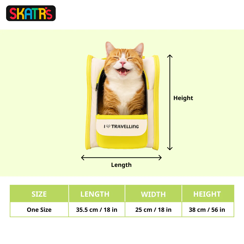 Skatrs Carrier Backpack with Front Pocket for Cats (Yellow) - Runbopad