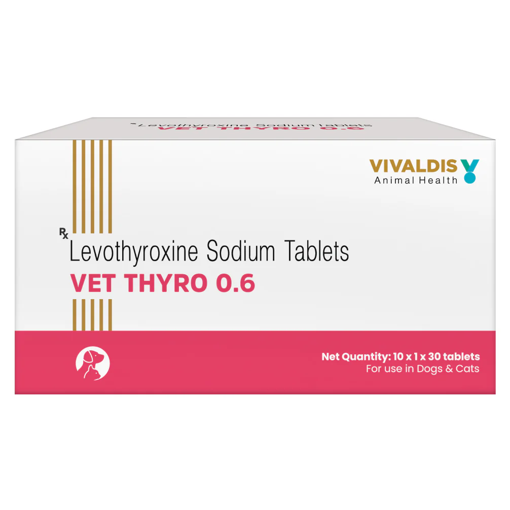 Vivaldis Vet Thyro Tablets 0.2 mg (30 Tabs) and Vet Thyro 0.6 mg (30 Tabs) for Dogs and Cats Combo - Runbopad