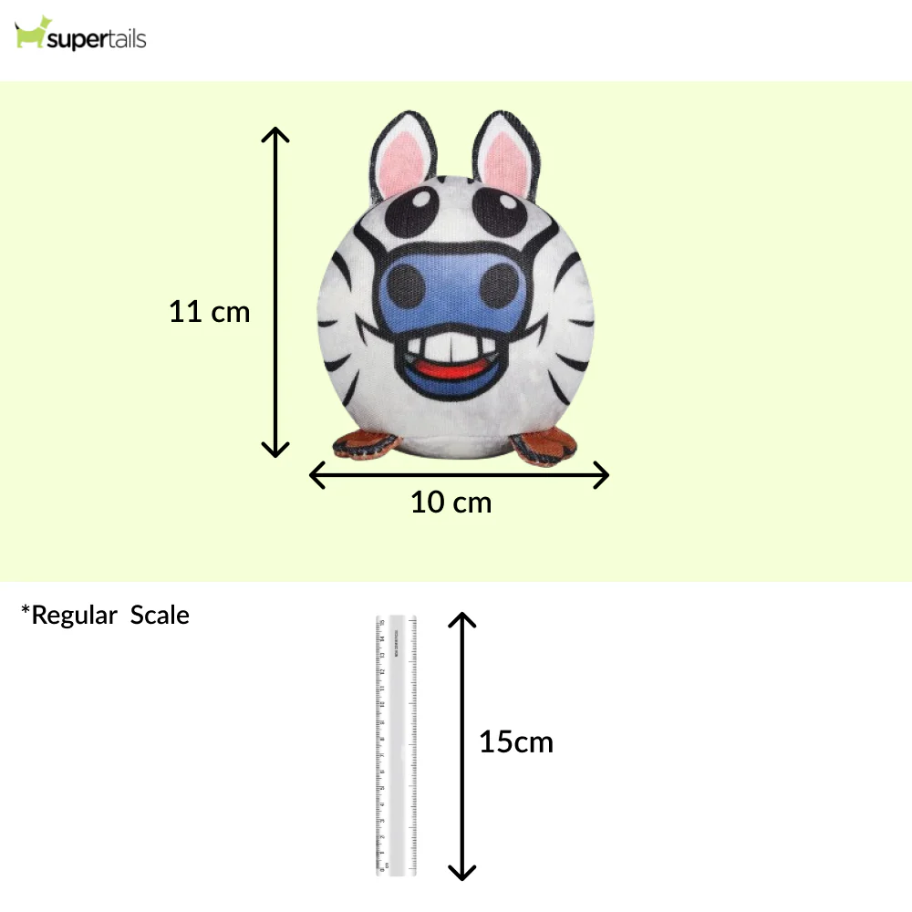 Red Dingo Durables Zebra Ball Toy For Dogs (White) - Runbopad