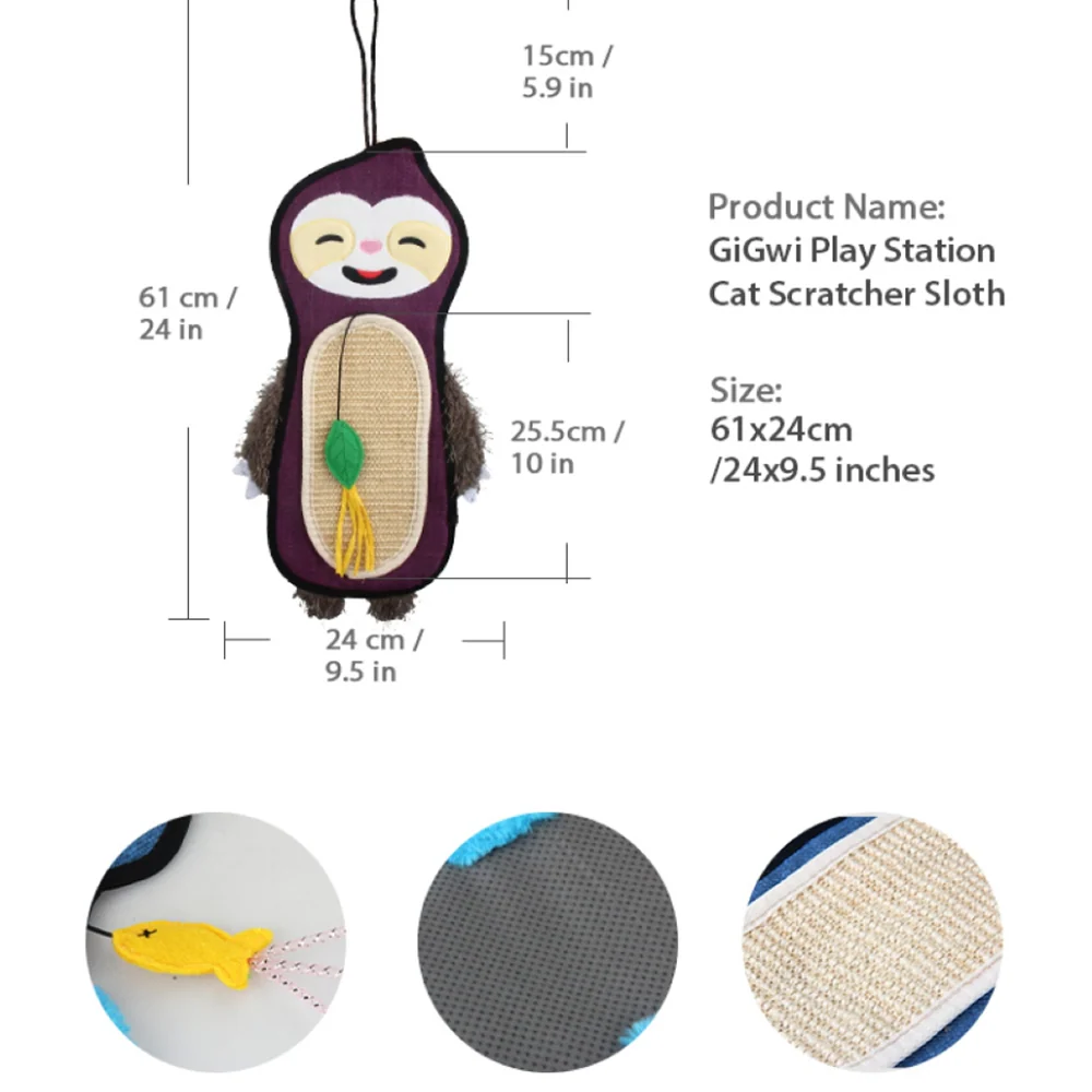 GiGwi Cat Scratcher with Catnip Owl Toy for Cats (Brown) - Runbopad