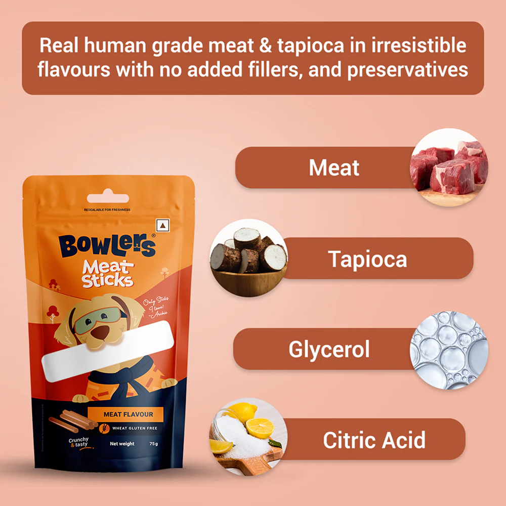 Bowlers Meat Sticks Dog Treats - Runbopad