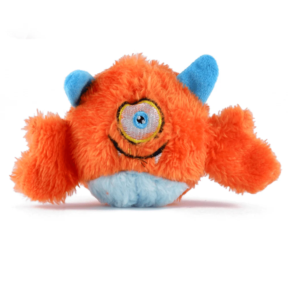 Basil Plush Monster Ball with Squeaker & Drools Rubber Hole Ball Teething Toy Dog Combo - Runbopad