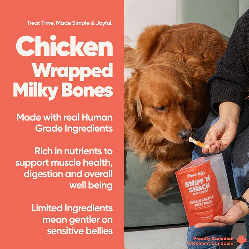 Purple Tails Sniff N Snack Chicken Wrapped Milky Bones Dog Treat - Runbopad
