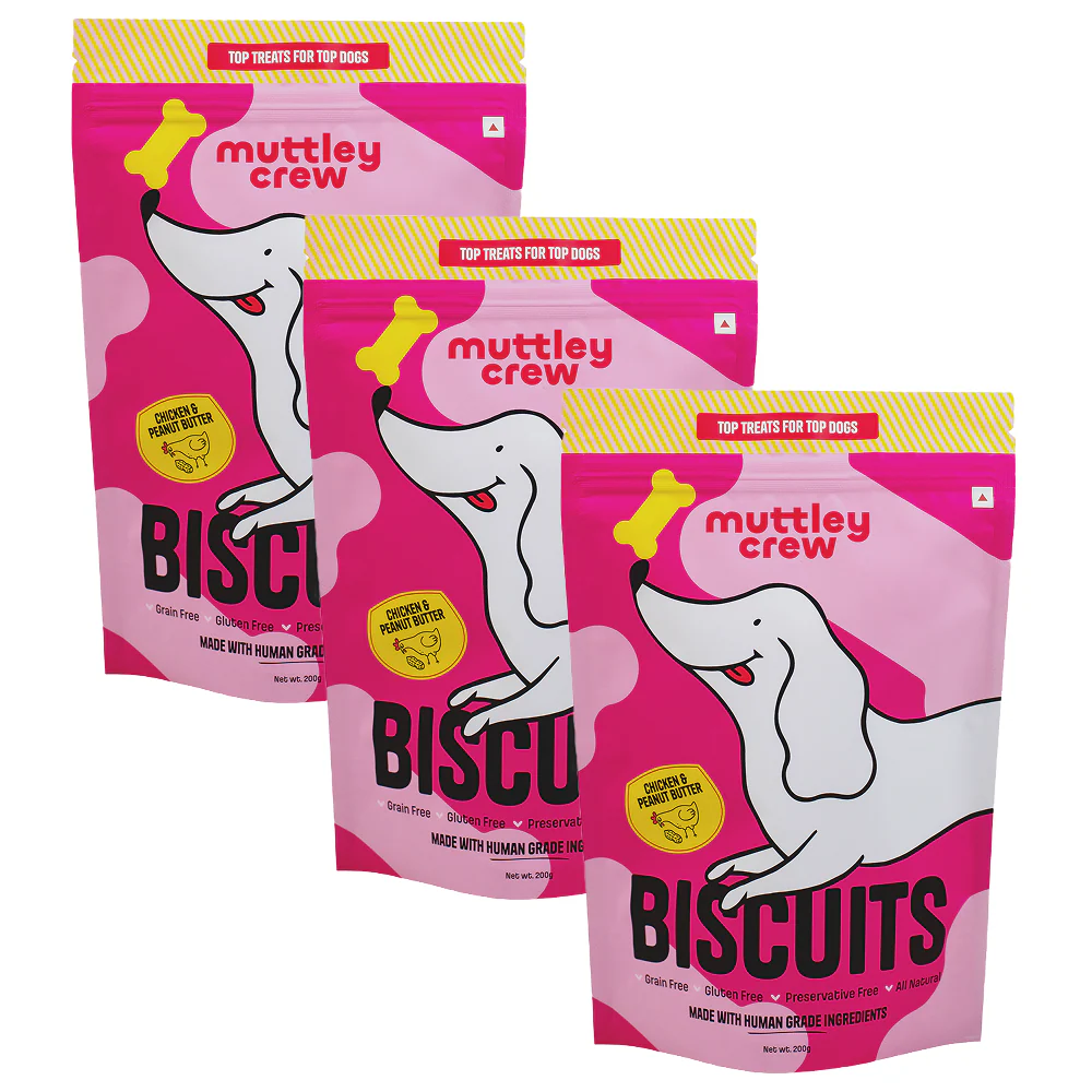 Muttley Crew Chicken and Peanut Butter Biscuits Dog Treats - Runbopad