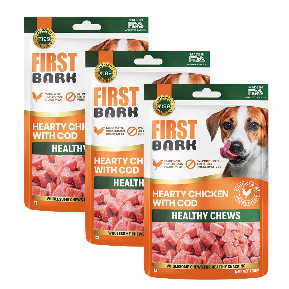 First Bark Hearty Chicken with Cod Jerky Dog Treat - Runbopad