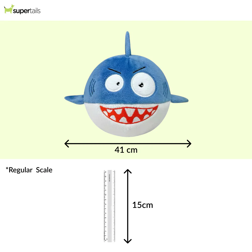 Talking Dog Club 3 in 1 Pop a Shark Bouncy Chew Toy for Dogs (Blue) - Runbopad