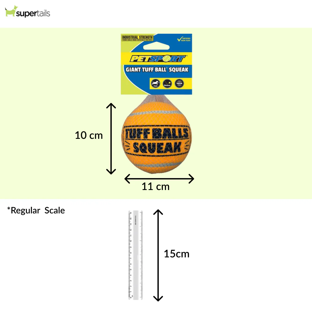 Petsport Giant Squeak Tuff Ball Toy for Dogs (Orange) - Runbopad