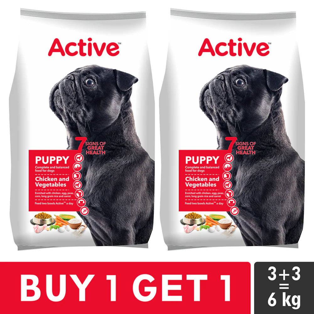 Active Chicken and Vegetables Puppy Dog Dry Food (Buy 1 Get 1) - Runbopad