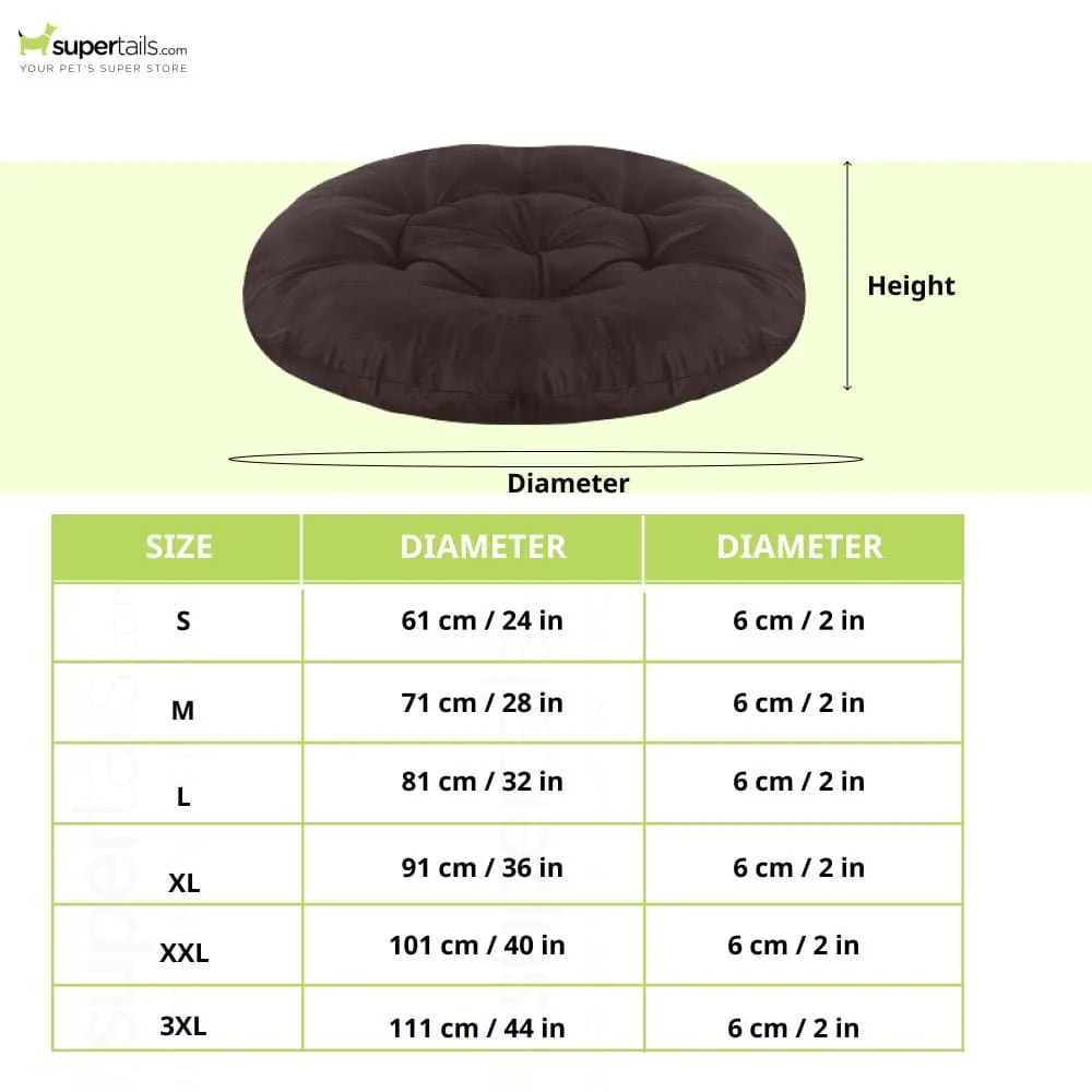 Hiputee Reversible Water Resistant Round Shape Cushion for Dogs and Cats (Brown) - Runbopad
