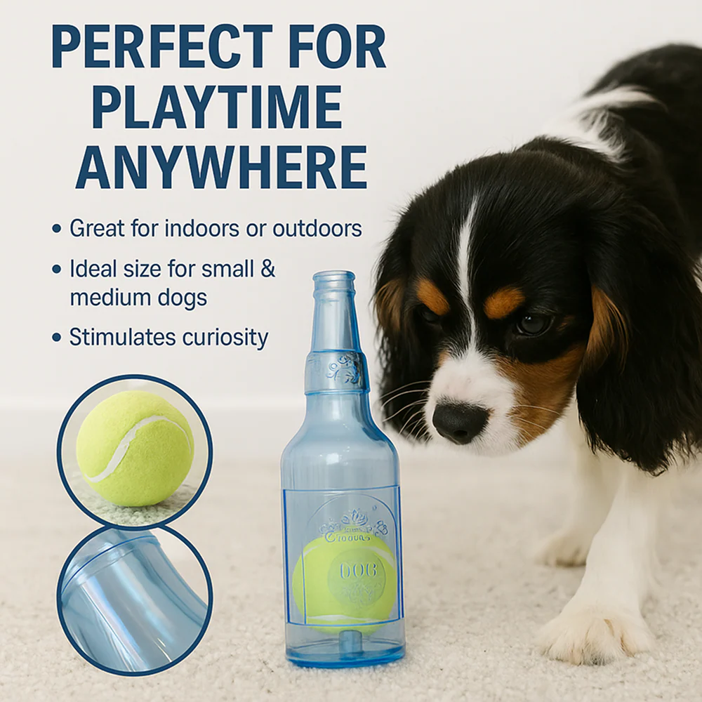 Talking Dog Club Ball in Bottle Rubber Chew Toy for Dogs (Blue) - Runbopad