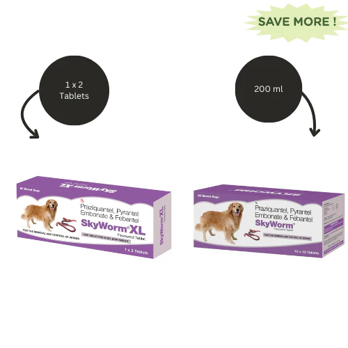 Skyec Skyworm XL Dog Deworming Tablet (Pack of 2) And Skyworm Dog Deworming Tablet (Pack of 10) Combo - Runbopad