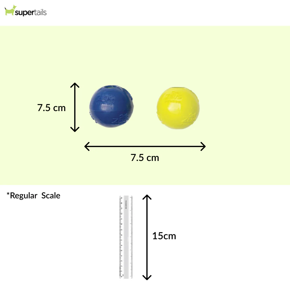 Zeus Tpr Encased Tennis Ball Toy for Dogs (Blue & Yellow) - Runbopad