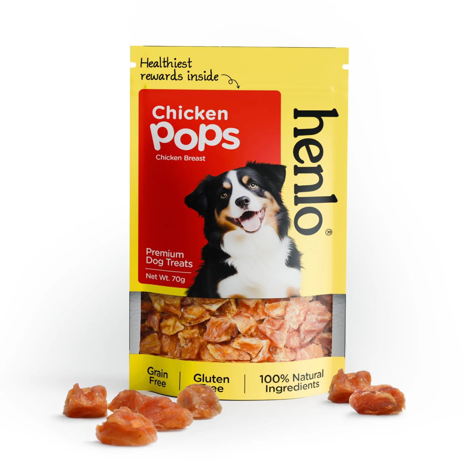 Henlo Chicken Pops High Protein Treats, Chip Chops Chicken Codfish Sandwich Dogs Treat Combo - Runbopad