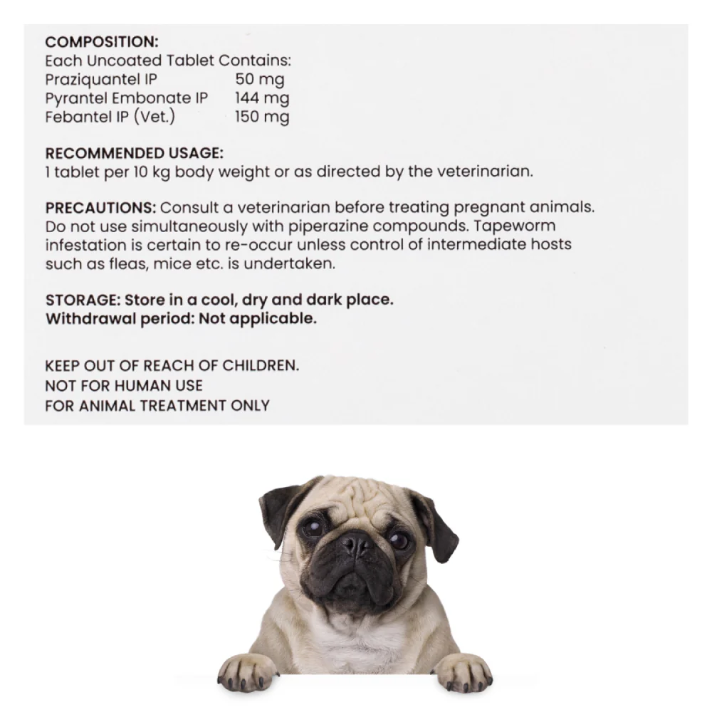 Wiggles Deworminator Deworming Tablets for Dogs and Cats - Runbopad