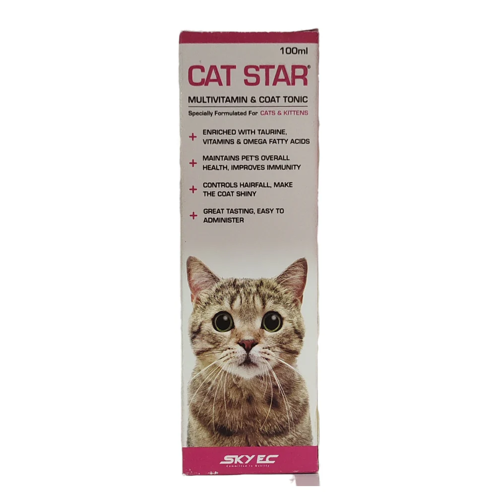 Skyec Cat Star Syrup Multivitamin for Cats (100ml) And Areion Vet Feli D Kitten Deworming Suspension (15ml) Combo - Runbopad