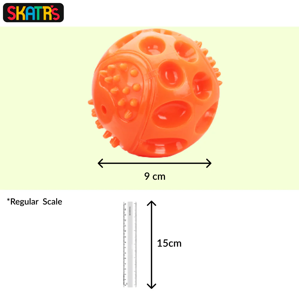 Skatrs Rubber Squeezy Ball Toy for Dogs and Cats (Orange) - Runbopad